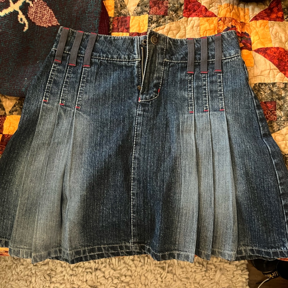Vintage Y2K GASOLINE pleated Denim Skirt